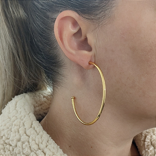Brincos de Argola Lisa Folheado em ouro Alice