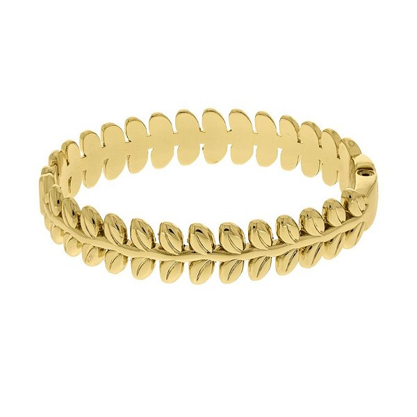 Bracelete fixo com detalhes de folhas folheado em ouro Lucia ( serve do 15/17,5 cm)