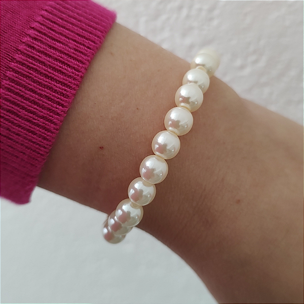 Pulseira com detalhes de pérolas médias Stella folheado em Ouro