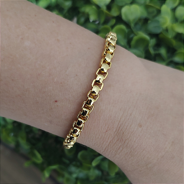 Pulseira Correntaria veneziana média folheado em ouro ( P, M ou G)