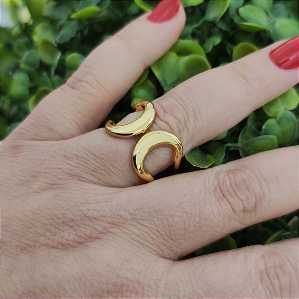 Anel maximalista folheado em ouro ( tamanho único)