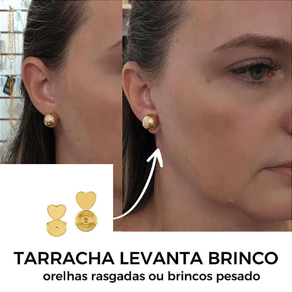 Tarracha LIFT  Mágica Levanta Brinco Ouro 8mm ( um par)