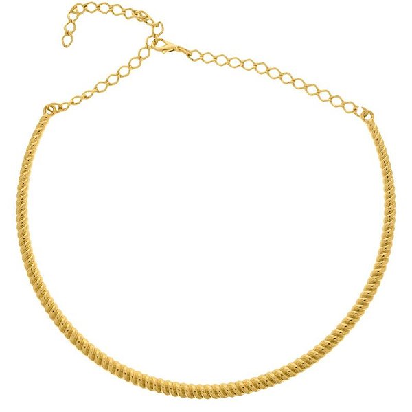 Colar aro fixo Torcido folheado em ouro 38 cm