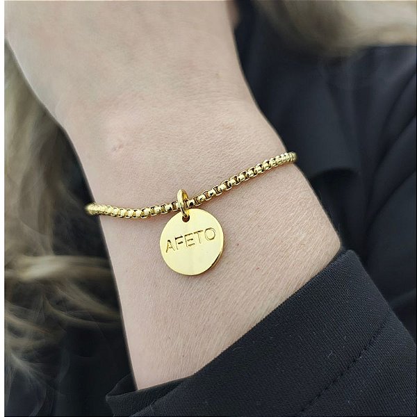 Pulseira Correntaria veneziana pp com pingente afeto dourada - folheado em ouro ( P, M ou G)