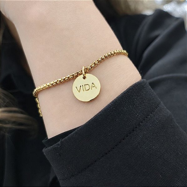 Pulseira Correntaria veneziana pp com pingente vida dourada - folheado em ouro ( P, M ou G)