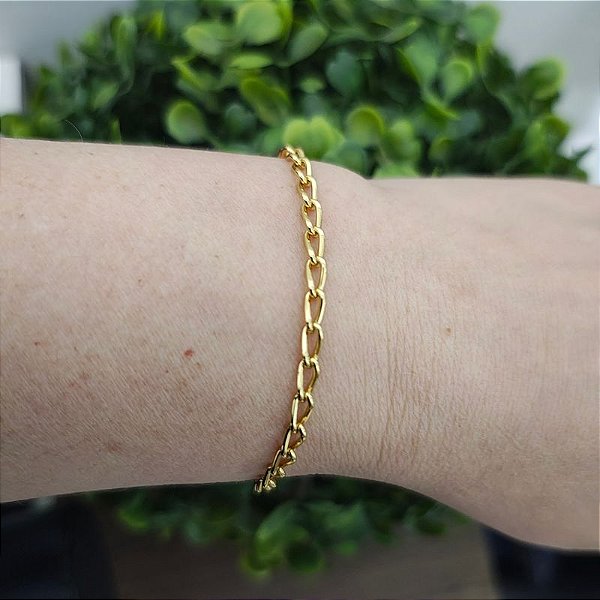 Pulseira Correntaria grumed aberta P dourada - folheado em ouro ( P, M ou G)