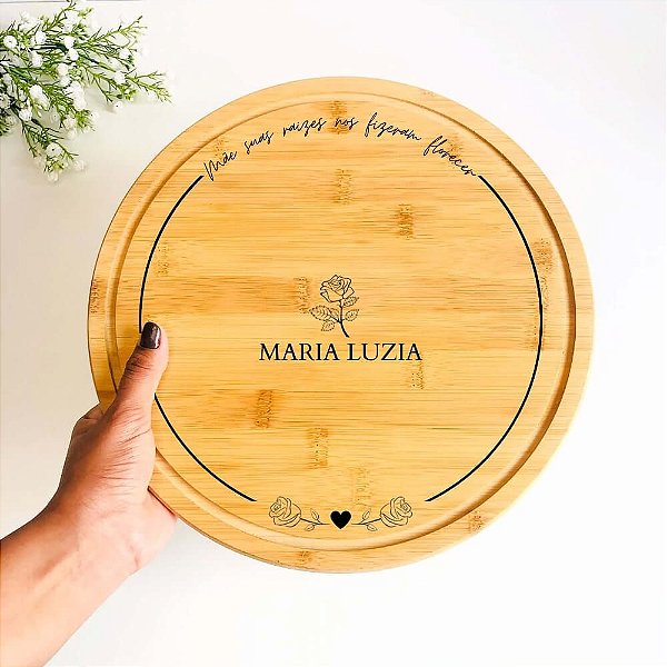 Tábua Para Queijos 30 cm em Bambu Personalizada Dia das Mães