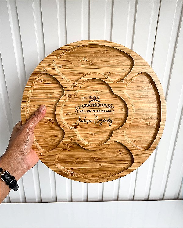 Petisqueira para Churrasco em Bambu Personalizada Dia dos Pais