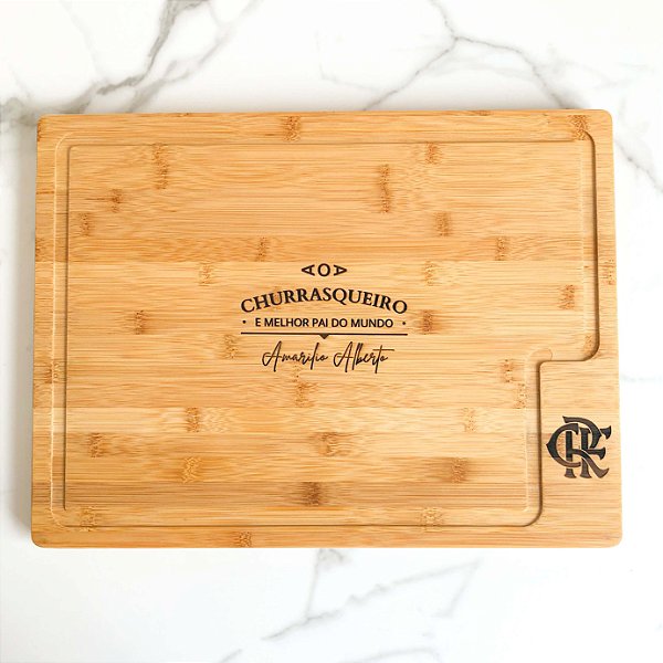 Tábua para Churrasco 40x30x2cm em Bambu Personalizada