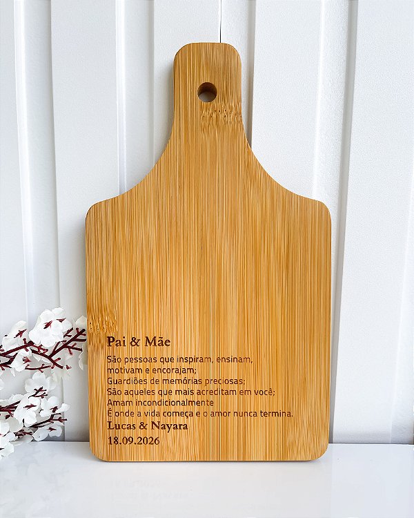 Mini Tábua 22x13 cm em Bambu Personalizado Padrinhos Casamento