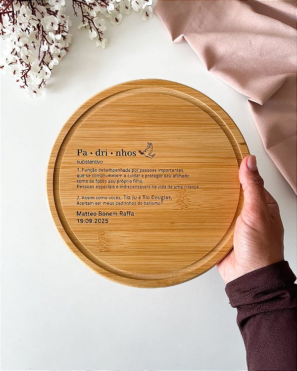 Tábua Frios Personalizada Convite Padrinhos Batismo Dindos