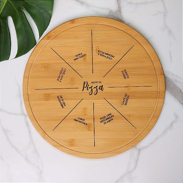 Tábua de Servir Pizza e Frios 35 cm em Bambu Personalizada