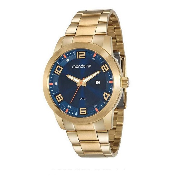Relogio dourado fundo azul Outlet