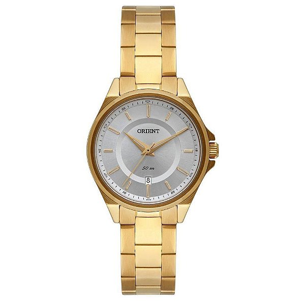 Relógio Feminino Orient Dourado Pequeno Fundo Prata com Data - Jabem -  Relógios para todos