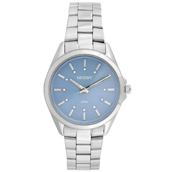 Relógio Feminino Orient Prata Fundo Azul e Pedras Original - Jabem -  Relógios para todos