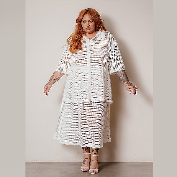 CAMISA CROCHE TORQUAY NATURAL PLUS SIZE
