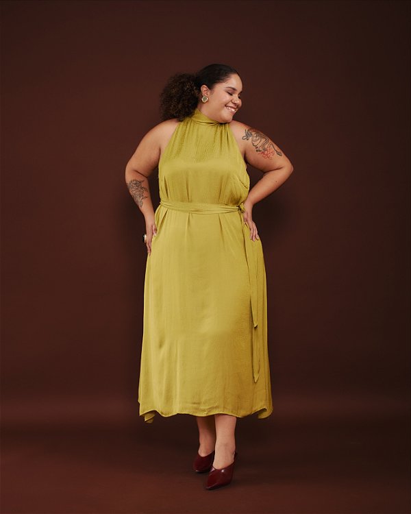 VESTIDO LONGO CRIS VERDE PISTACHE PLUS SIZE