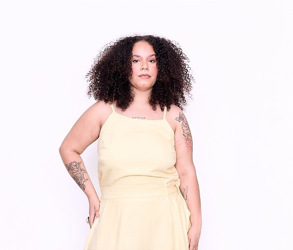 TOP RETO ALÇA AMARELO GRACE PLUS SIZE