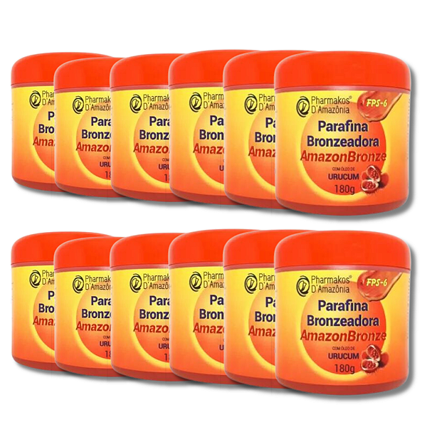 Kit 12 Parafinas Bronzeadoras com Urucum Amazon Bronze Pharmakos 180g
