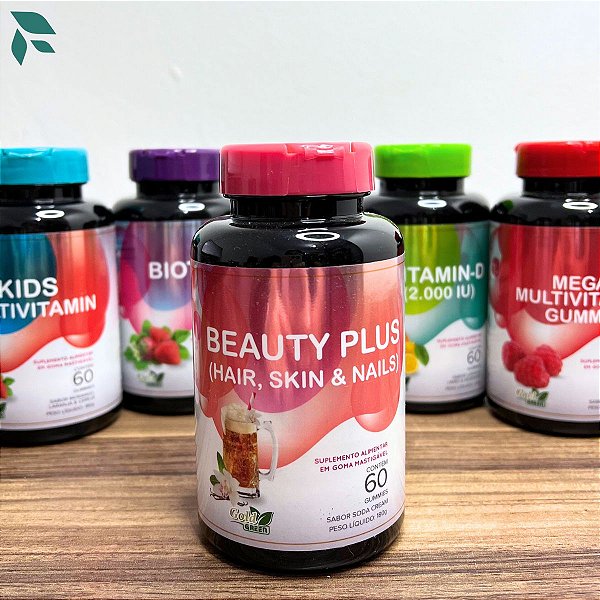 Gummies Beauty Plus Hair-Skin-Nails 180g 60 Gold Green