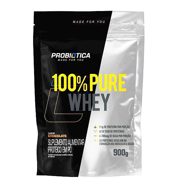 Whey Protein Concentrado Probiótica 100% Pure Whey 900g Refil