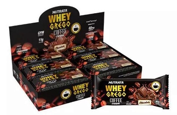 Whey Grego Bar Coffee Cream Chocolate 40g Display 12 Unid Nutrata