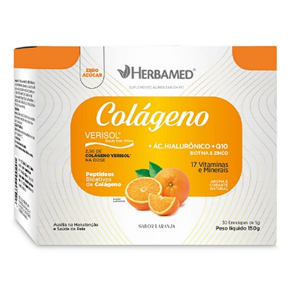 Colágeno Verisol 150g 30 Sachês 5g Sabor Laranja Herbamed