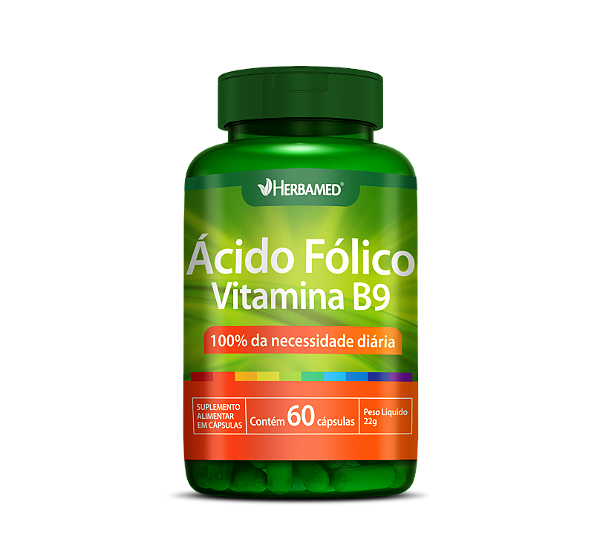 Ácido Fólico Vitamina B9 60 Cápsulas Herbamed