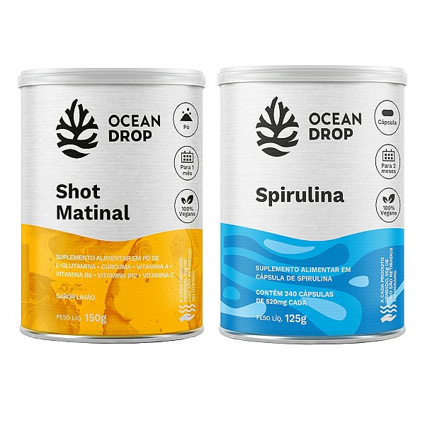 Shot Matinal 150g + Spirulina 240 Cápsulas 520mg Ocean Drop