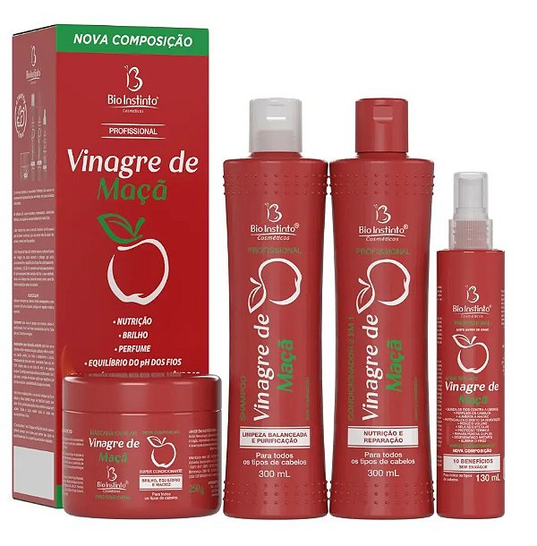 Kit Capilar Vinagre De Maca 4 Itens Bio Instinto