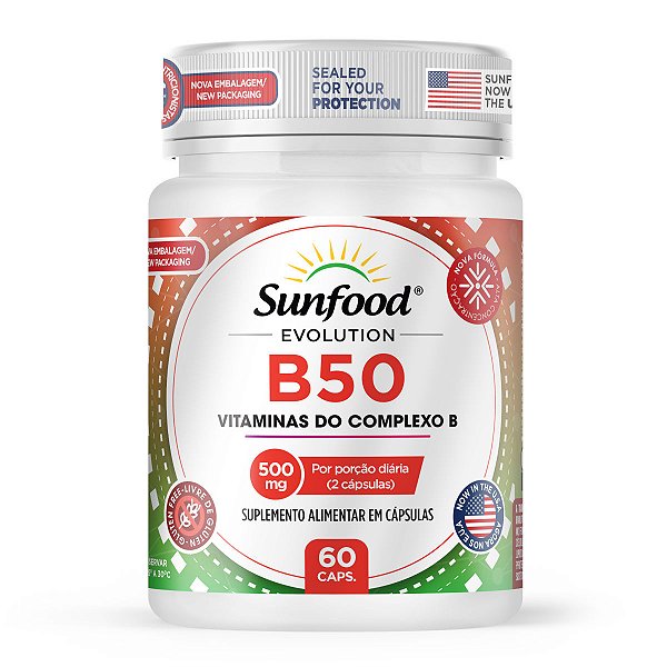 B50 Complexo de Vitaminas 500mg 60 Caps Sunfood Evolution