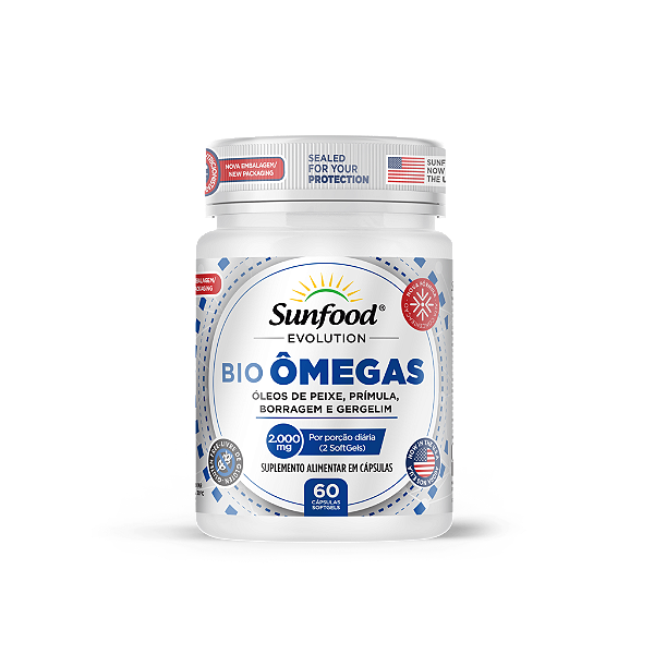 Bio Ômegas 2000mg 60 Softgels Sunfood Evolution