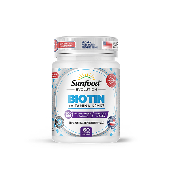 Biotin + Vitamina K2 MK7 500mg 60 Softgels Sunfood Evolution