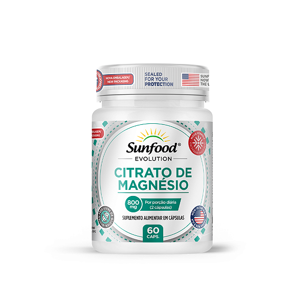 Citrato de Magnésio 800mg 60 Caps Sunfood Evolution