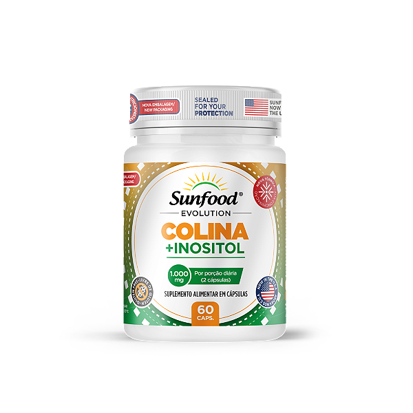 Colina + Inositol 1000mg 60 Cáps Sunfood Evolution