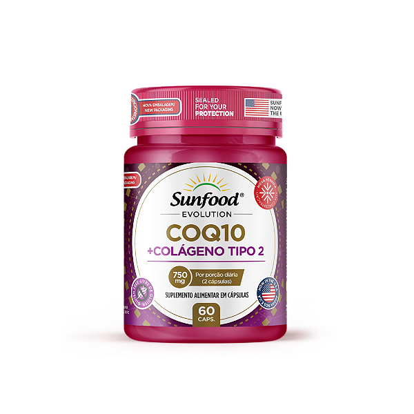 CoQ10 + Colágeno Tipo 2 750mg 60 Cáps Sunfood Evolution