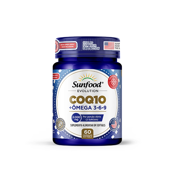 CoQ10 + Ômega 3-6-9 2000mg 60 Softgels Sunfood Evolution