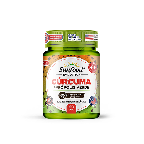 Cúrcuma + Própolis Verde 1400Mg 60 Caps Sunfood Evolution