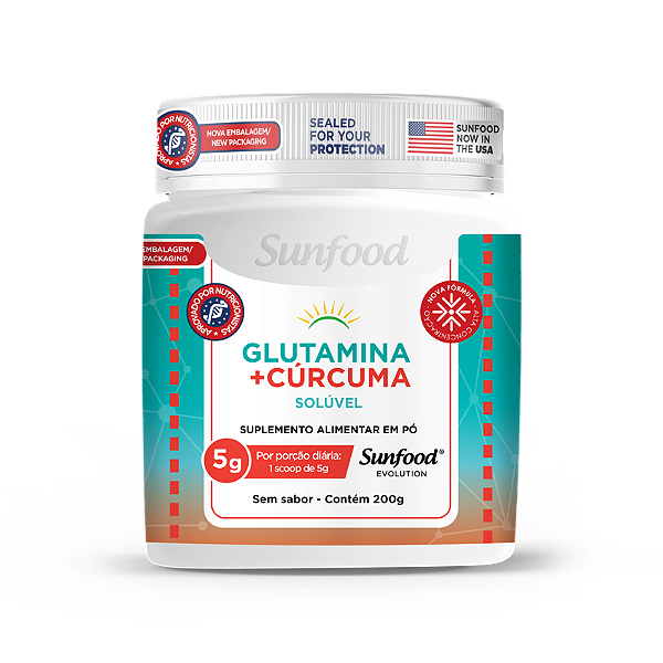 Glutamina + Cúrcuma Solúvel 5000mg 200g Sunfood Evolution