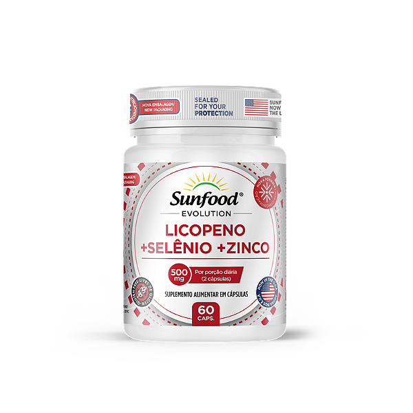 Licopeno + Selênio + Zinco 500mg 60 Caps Sunfood Evolution