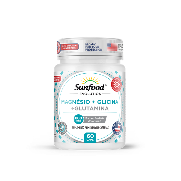 Magnésio + Glicina + Glutamina 800mg 60 Caps Sunfood Evolution