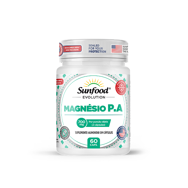 Magnésio P.A 700mg 60 Cápsulas Sunfood Evolution