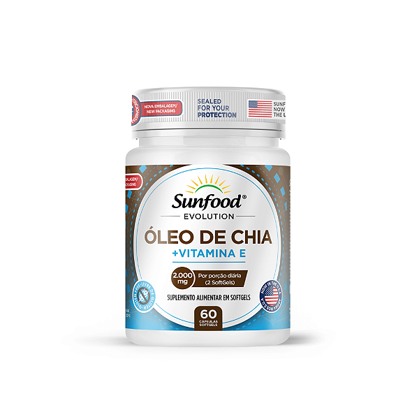 Óleo de Chia + Vitamina E 2000mg 60 Softgels Sunfood Evolution
