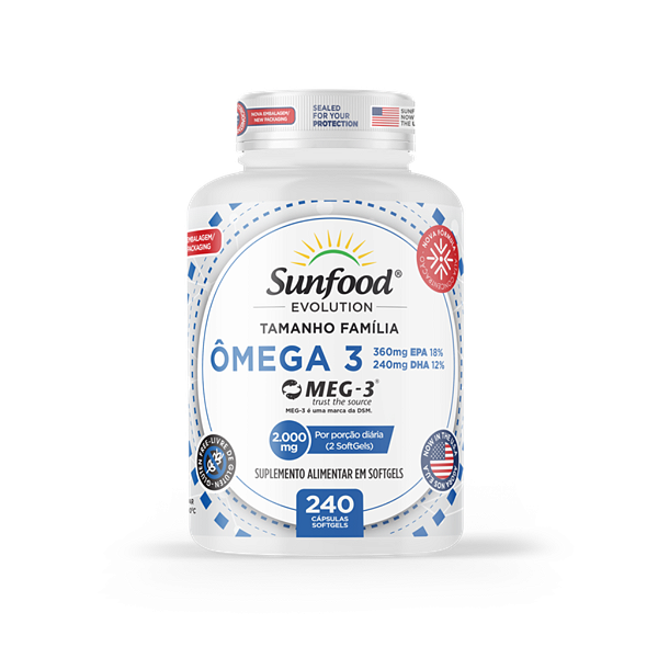 Ômega 3 EPA DHA 2000mg 240 Softgels Sunfood Evolution