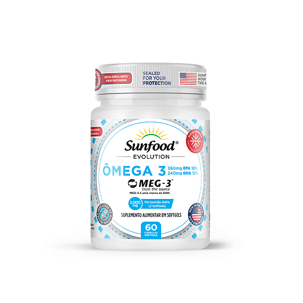 Ômega 3 EPA DHA 2000mg 60 Softgels Sunfood Evolution