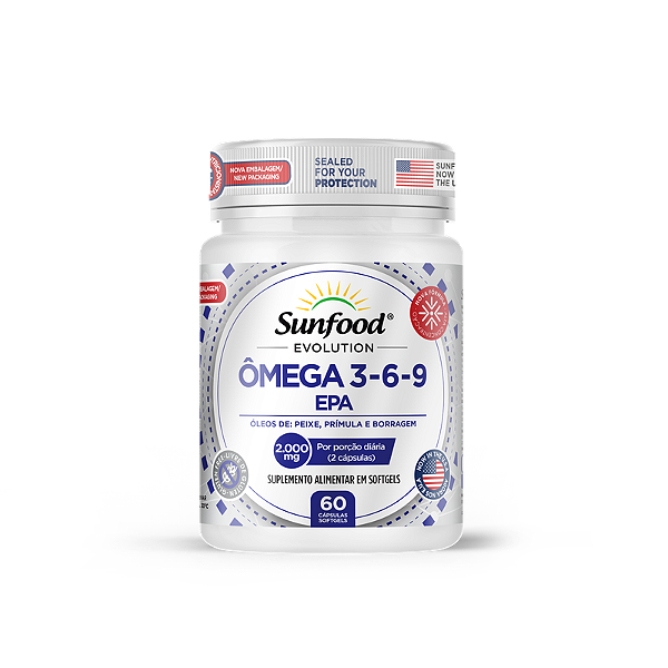 Ômega 3-6-9 EPA 2000mg 60 Softgels Sunfood Evolution