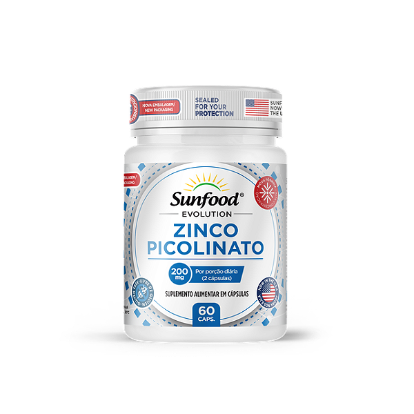 Zinco Picolinato 200mg 60 Cápsulas Sunfood Evolution