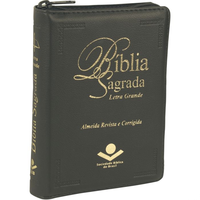 Bíblia Sagrada Letra Grande, Almeida Revista e Corrigida, com Ziper, Preta