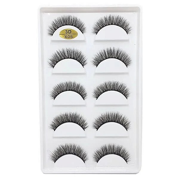 Cartela de Cílios Postiços 3D 5 pares - Modelo X05
