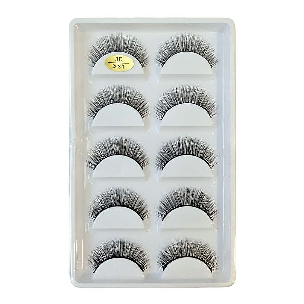 Cartela de Cílios Postiços 3D 5 pares - Modelo X31